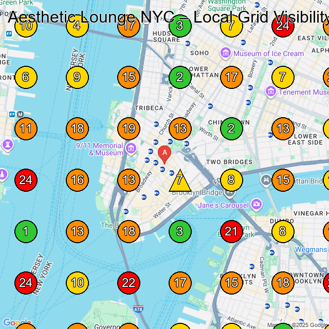 Aesthetic Lounge NYC Medical Spa GeoGrid ranking map for New York NY